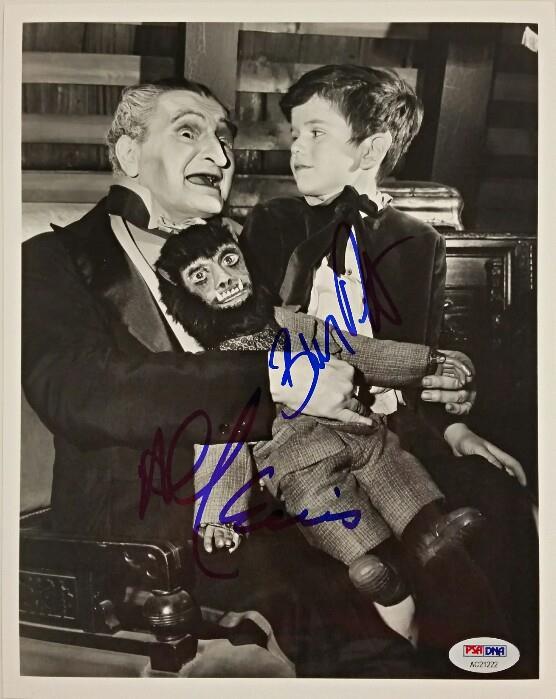 AL LEWIS "Grandpa" + BUTCH PATRICK "Eddie" Signed 8x10 Photo The Munsters PSADNA