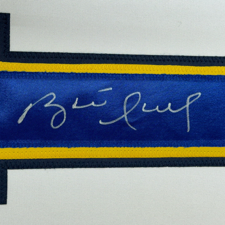 Framed Autographed/Signed Brett Hull 33x42 St. Louis White Hockey Jersey JSA COA