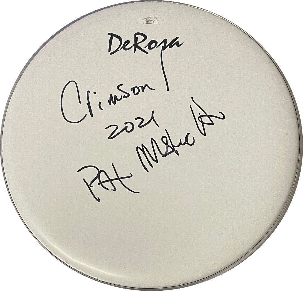 Pat Mastelotto signed 12" De Rosa Drumhead w/ Crimson 2021- JSA- Mr. Mister/XTC
