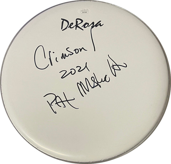 Pat Mastelotto signed 12" De Rosa Drumhead w/ Crimson 2021- JSA- Mr. Mister/XTC