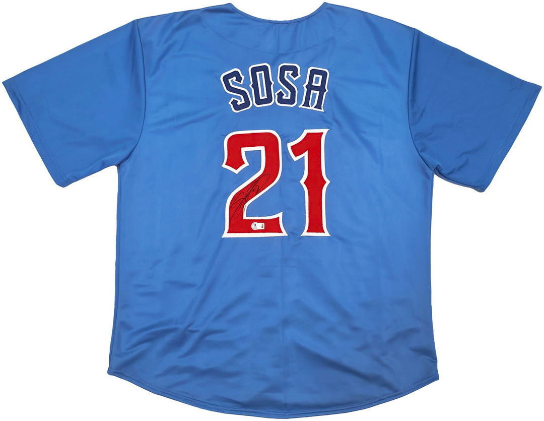 Chicago Cubs Sammy Sosa Signed Blue Jersey Beckett BAS Witness