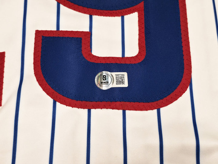 Chicago Cubs Michael Busch Signed White Pinstripes Jersey Beckett Witness