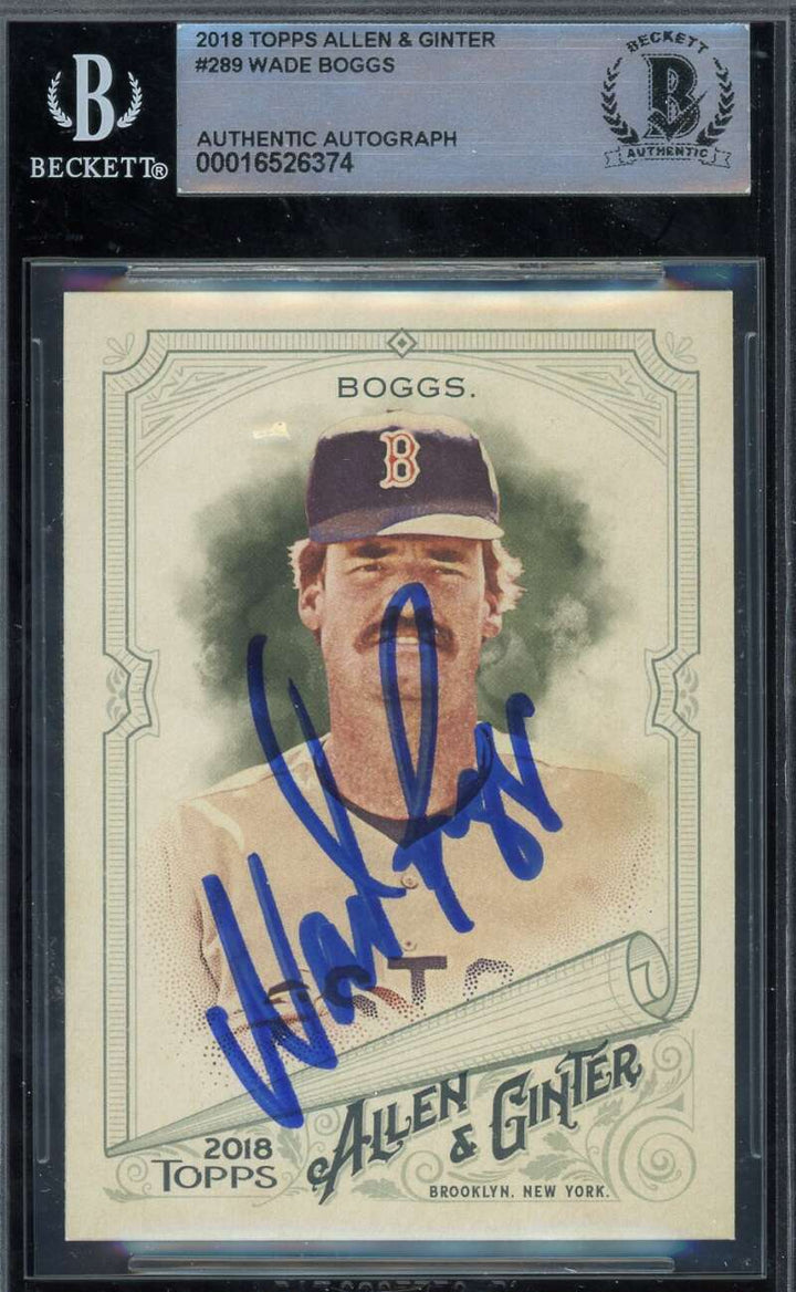 Wade Boggs Beckett BAS Signed 2018 Topps Allen and Ginter Autograph