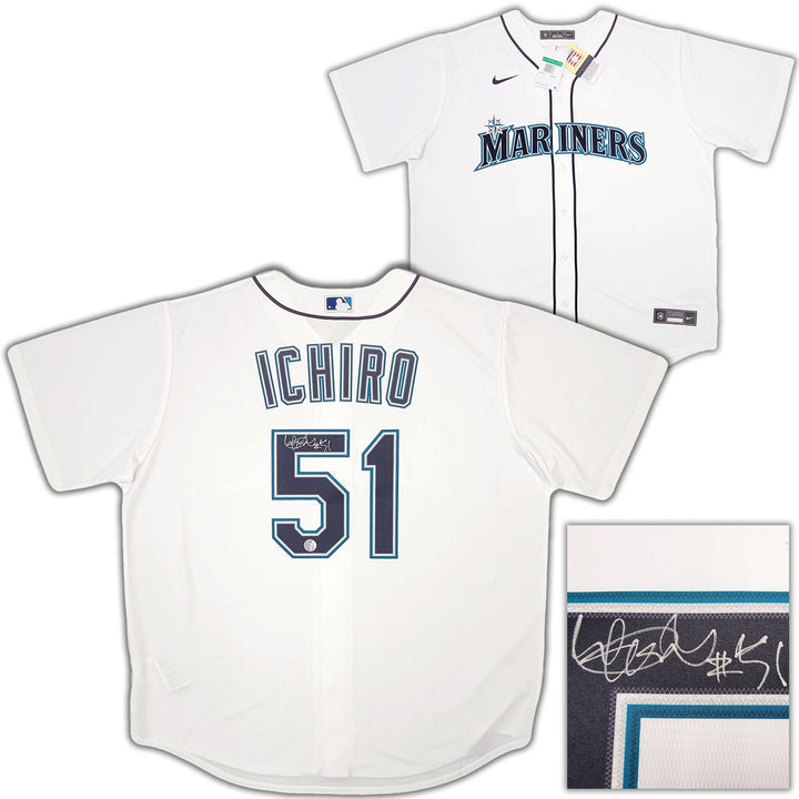 Seattle Mariners Ichiro Suzuki Signed White Nike Jersey Size XL "#51" IS Holo
