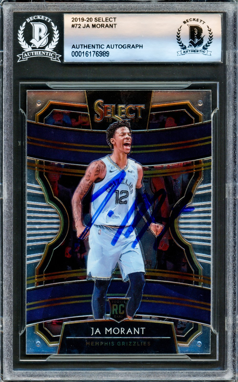 Ja Morant Signed 2019-20 Panini Select RC 72 Memphis Grizzlies Beckett