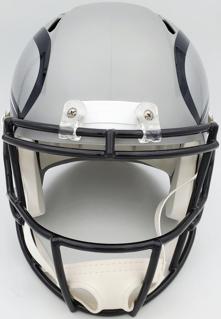 Russell Wilson Signed Seahawks Gray AMP Full Size Speed Replica Helmet In Blue