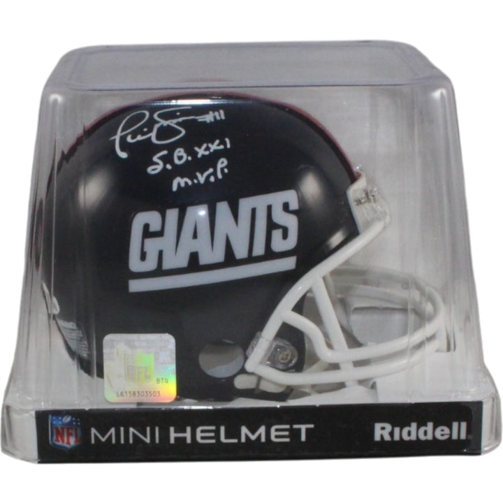 Phil Simms Autographed New York Giants VSR4 TB Mini Helmet SB MVP JSA 57162
