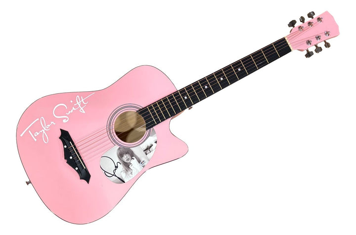 Taylor Swift Signed 38" Totured Poets Department Pink Acoustic Guitar 3 PSA Holo