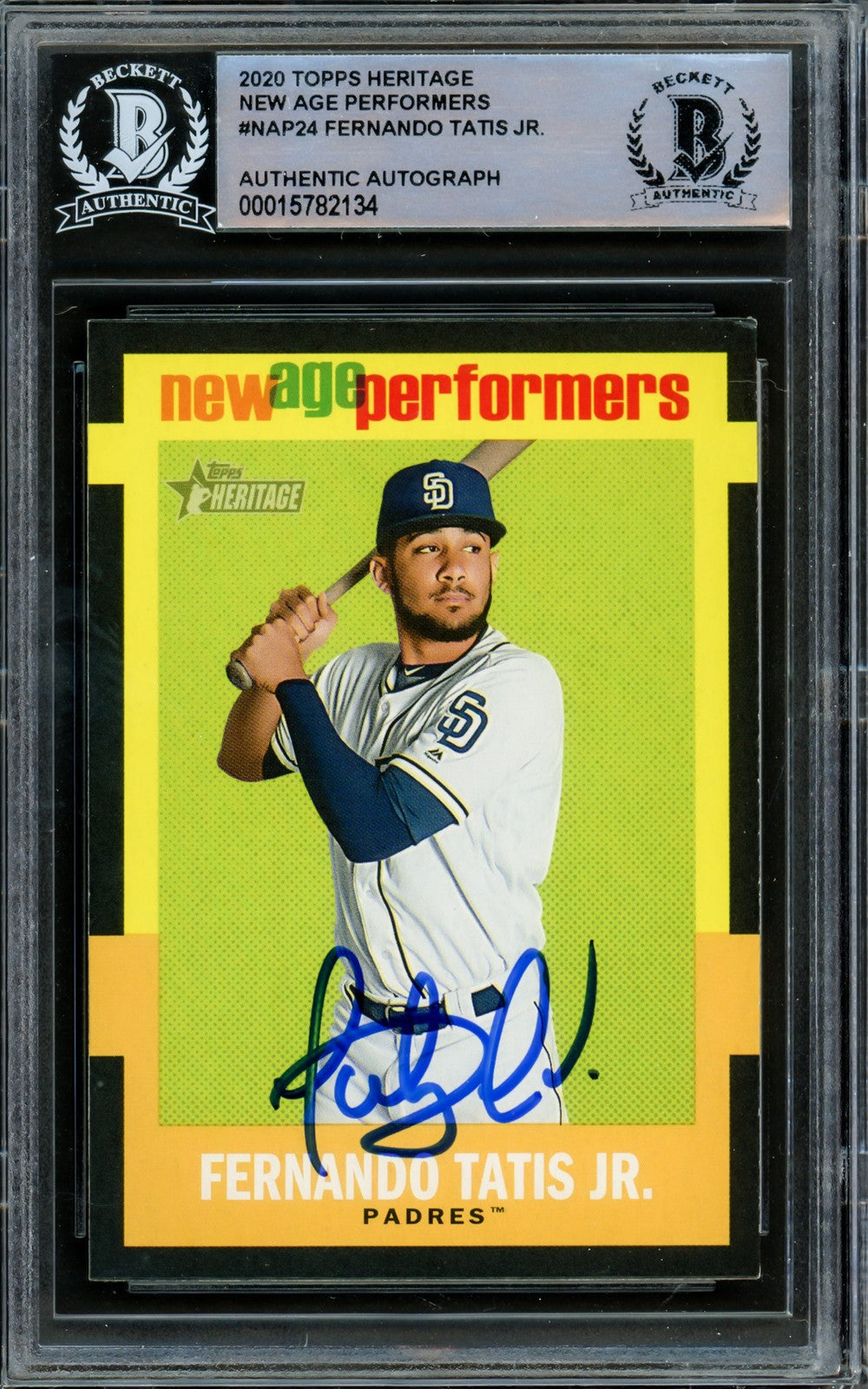 Fernando Tatis Jr. Signed 2020 Topps Heritage New Age Performers Card #NAP-24