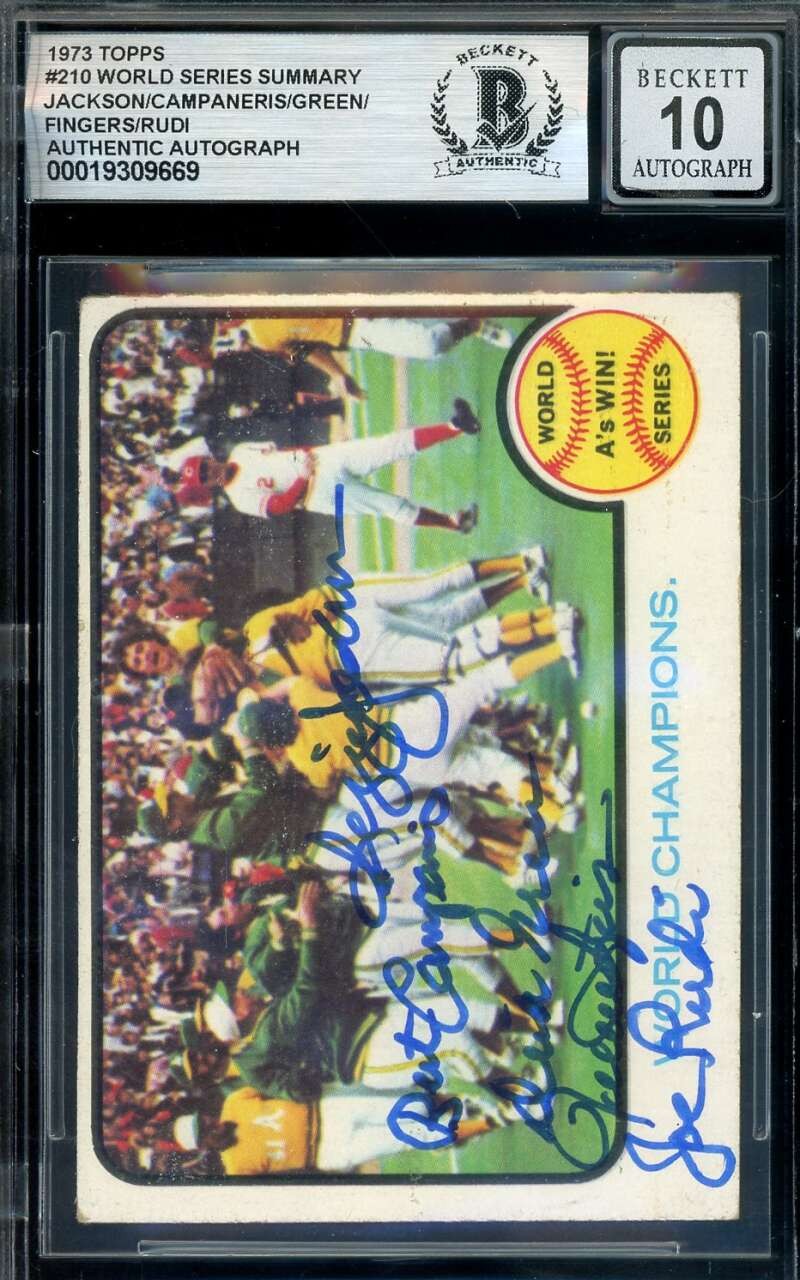 Jackson Campaneris Green Fingers Rudi Gem Mint 10 Beckett Signed 5 1973 Topps