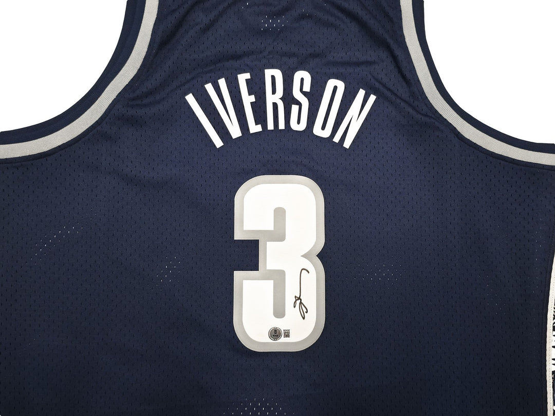 Georgetown Hoyas Allen Iverson Auto Blue Mitchell Ness 95-96 Jersey 2XLT BAS
