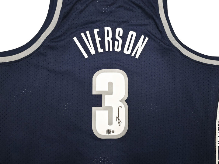 Georgetown Hoyas Allen Iverson Auto Blue Mitchell Ness 95-96 Jersey 2XLT BAS