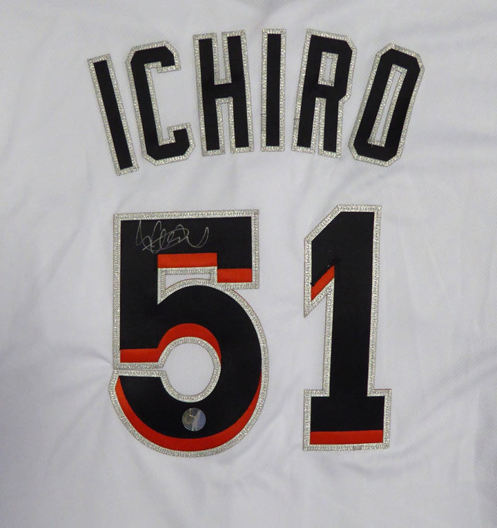 Miami Marlins Ichiro Suzuki Signed White Majestic Flex Base Jersey Size 48 IS