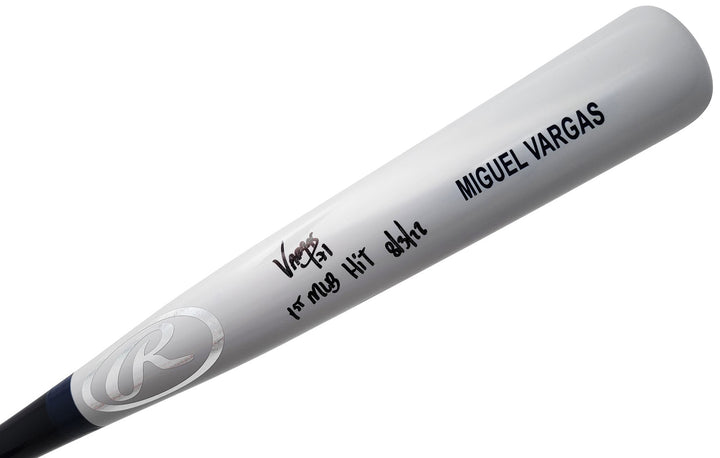 Miguel Vargas Auto Gray Rawlings Game Model Bat Dodgers 1st MLB Hit BAS