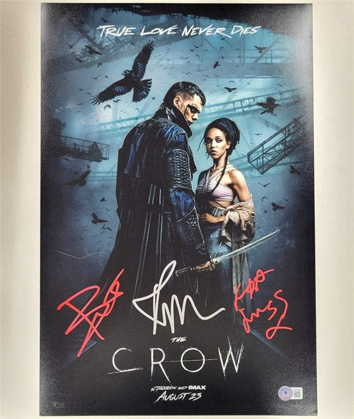 The Crow cast (3) signed 12x18 photo poster Skarsgard Twigs Sanders~ Beckett BAS