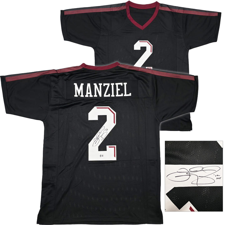 Texas A&M Aggies Johnny Manziel Signed Black Jersey "12 HT" Beckett Witness