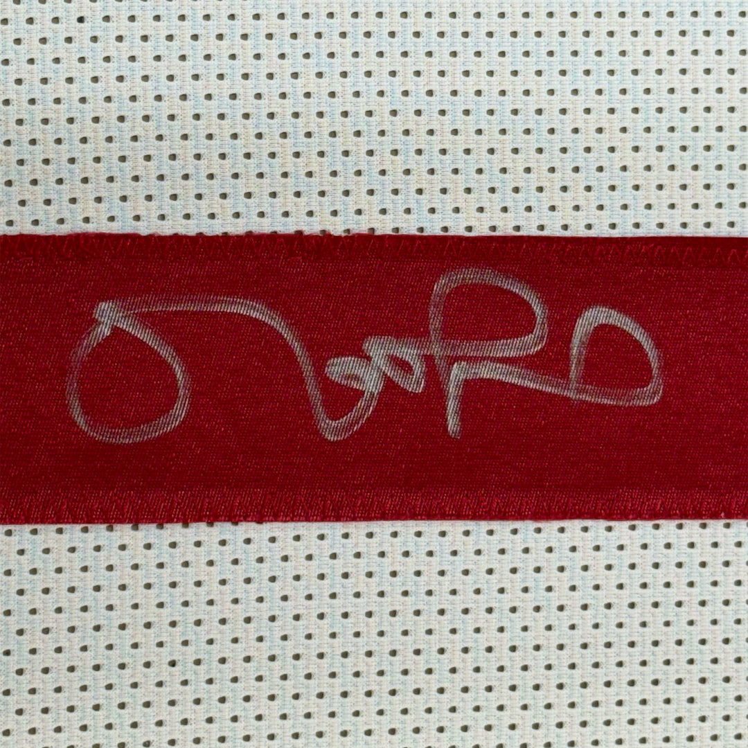 Framed Autographed/Signed Matt Leinart 35x39 USC White Football Jersey JSA COA