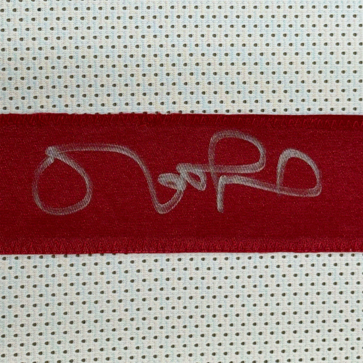 Framed Autographed/Signed Matt Leinart 35x39 USC White Football Jersey JSA COA