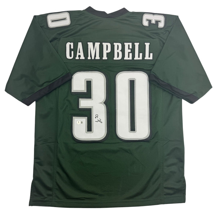 Autographed/Signed Jihaad Campbell Philadelphia Green Football Jersey BAS COA