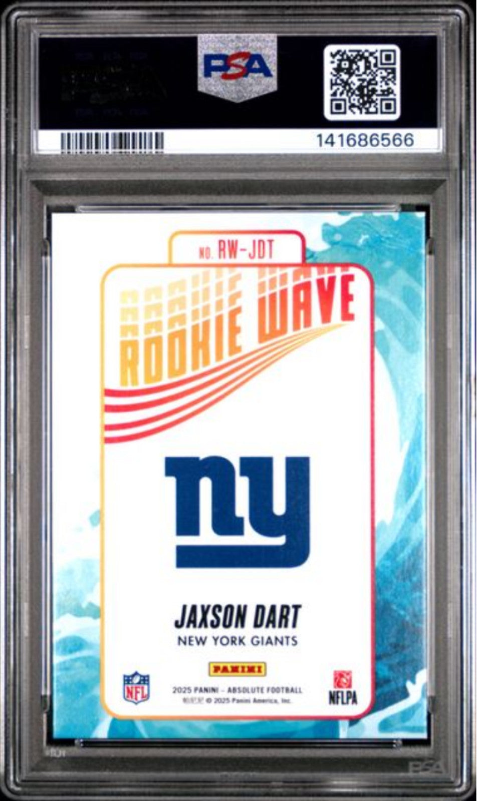 Graded 2025 Panini Absolute Jaxson Dart #RWJDT Rookie Wave Rookie RC Card PSA 10