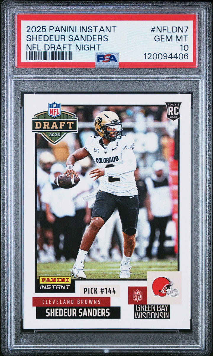 Graded 2025 Panini Instant Shedeur Sanders #NFLDN7 Draft Card PSA 10