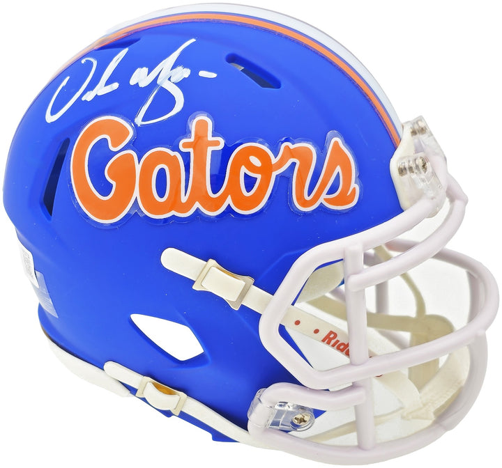 Urban Meyer Autographed Signed Florida Gators Blue Speed Mini Helmet Beckett Wit