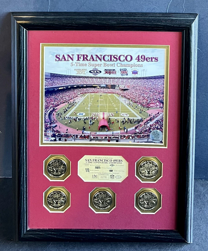 San Francisco 49ers Super Bowl Highland Mint Medallions 8x10 Photo Framed LE