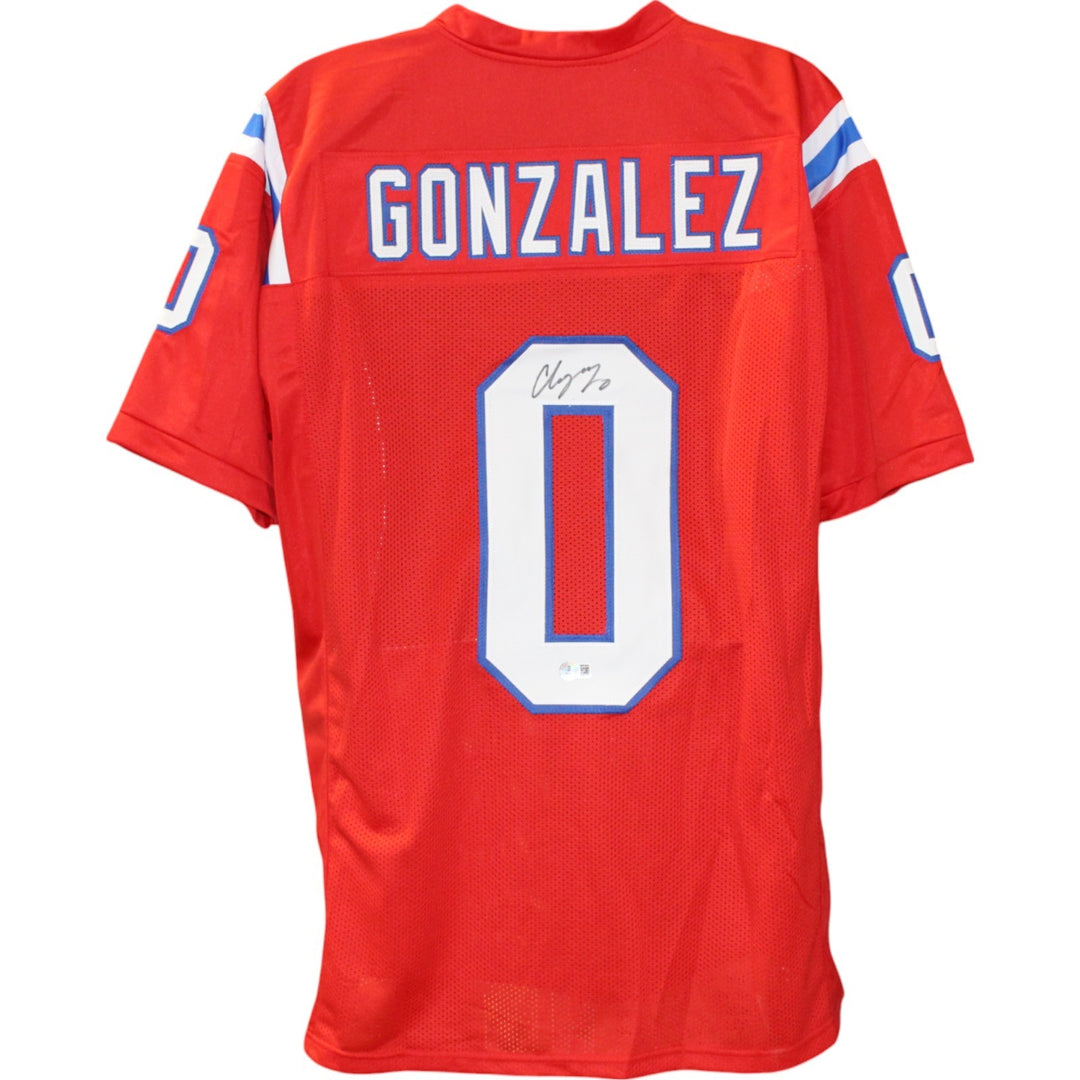 Christian Gonzalez Autographed Pro Style Size XL Red Jersey Beckett 50949