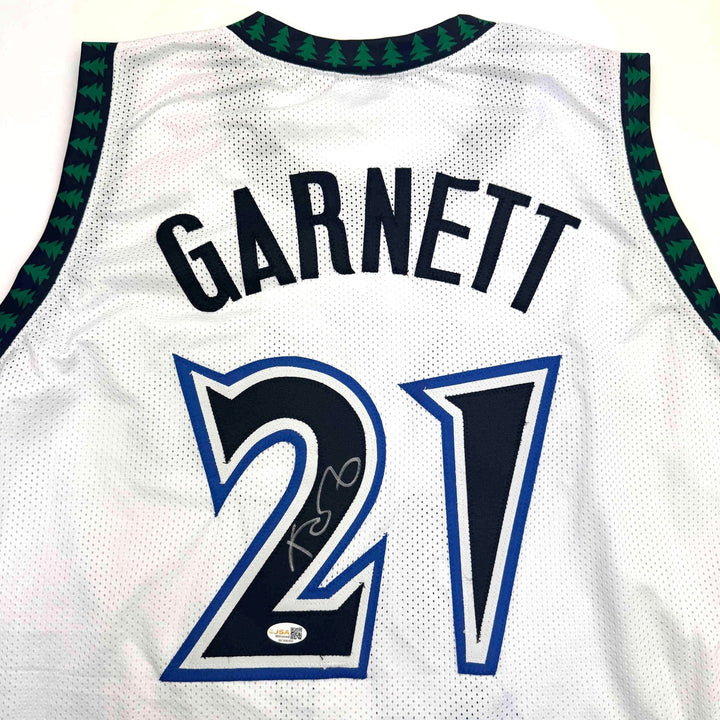 Autographed/Signed Kevin Garnett Minnesota White Jersey Beckett COA