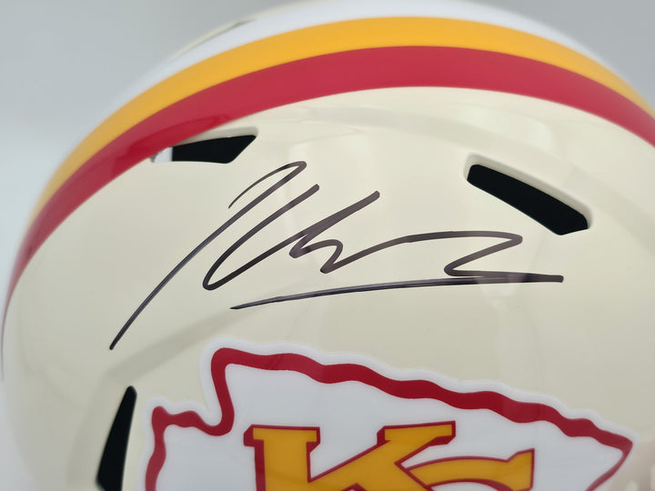 Kenneth Walker III Auto Chiefs Cream Full Sz Retro Speed Rep Helmet Beckett Wit
