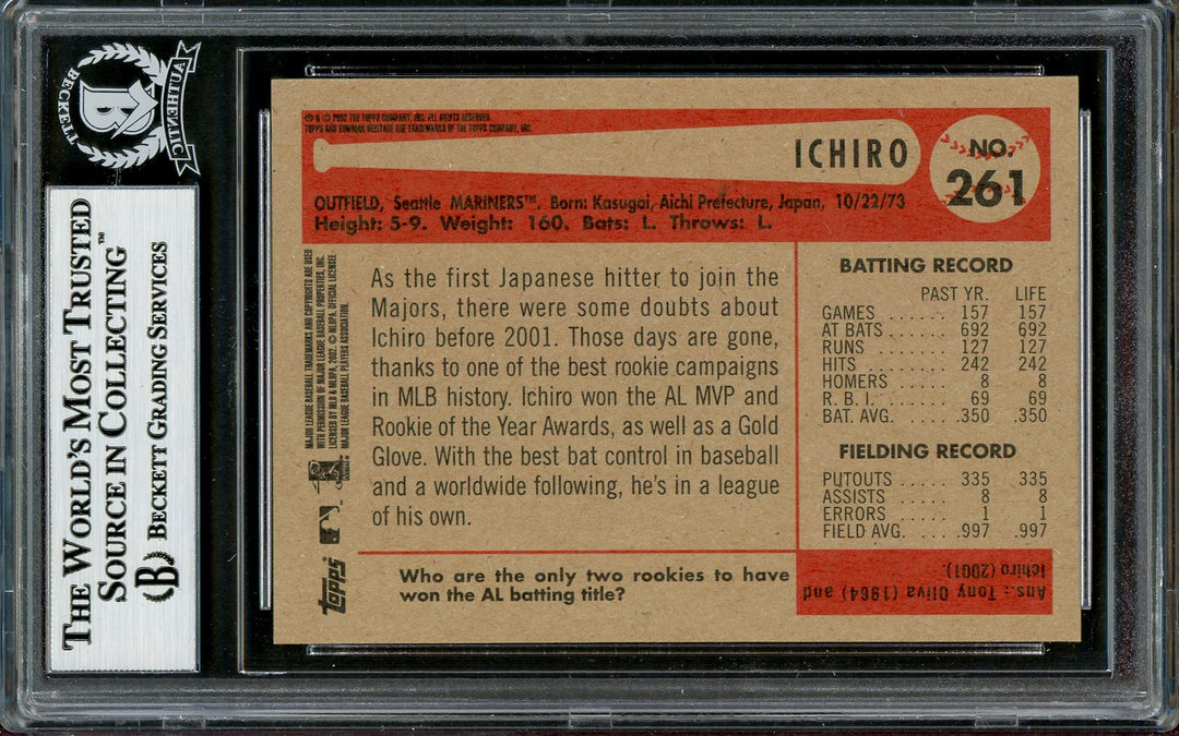 Ichiro Suzuki Signed 2002 Bowman Heritage Card #261 Seattle Mariners Beckett BAS
