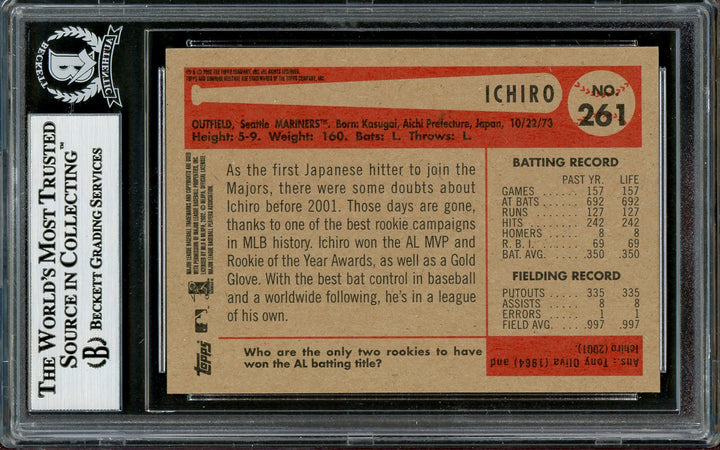 Ichiro Suzuki Signed 2002 Bowman Heritage Card #261 Seattle Mariners Beckett BAS
