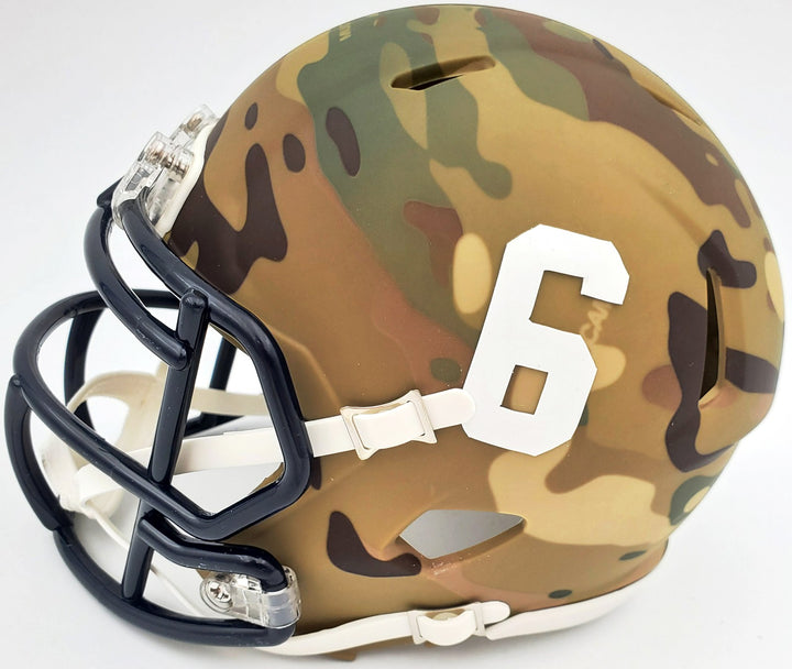 Devonta Smith Signed Alabama Crimson Tide Camo Speed Mini Helmet Beckett BAS