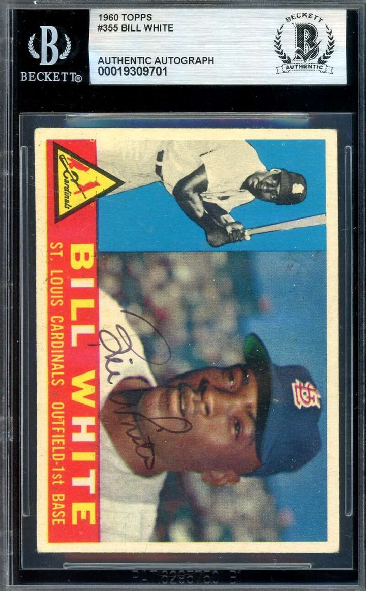 Bill White Beckett BAS Signed 1960 Topps Autograph Cardinals