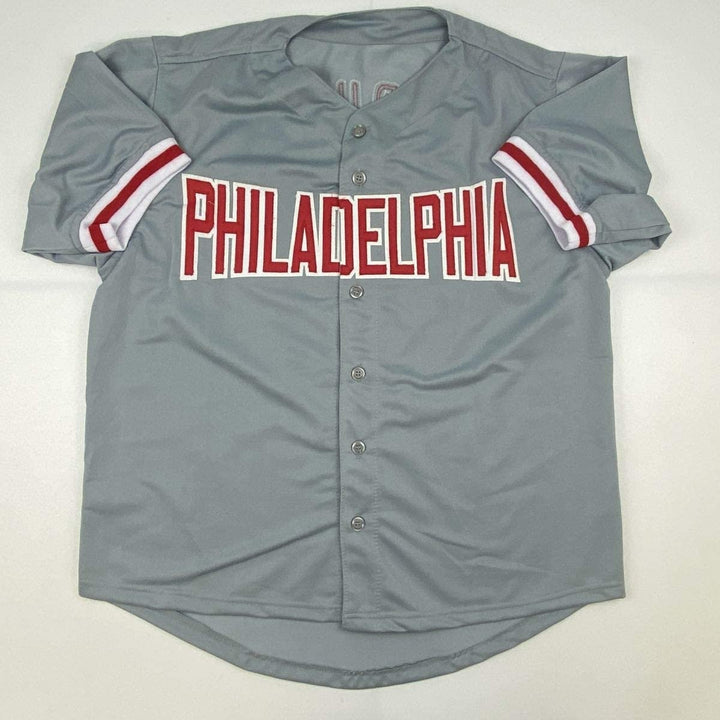Autographed/Signed JOHN KRUK Philadelphia Grey Baseball Jersey JSA COA Auto