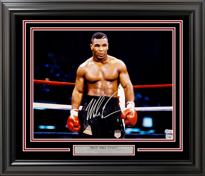 Mike Tyson Signed Framed 16x20 Photo Posing Beckett BAS QR