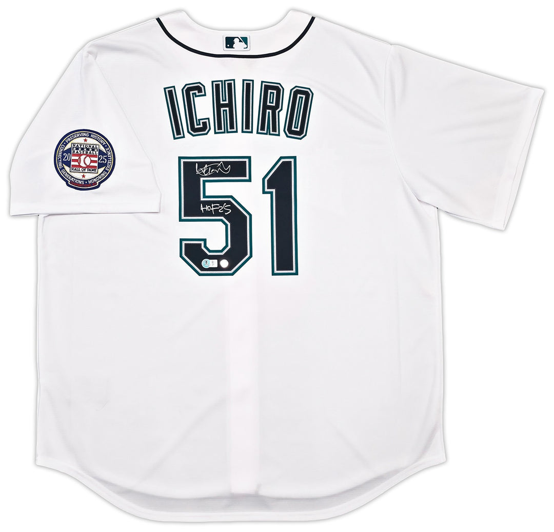 Mariners Ichiro Suzuki Auto Signed White Nike Jersey Size XL HOF 25 Beckett Wit
