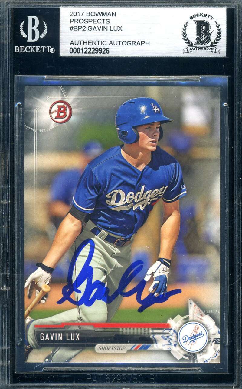 Gavin Lux Beckett Signed 2017 Bowman Prospects Autograph