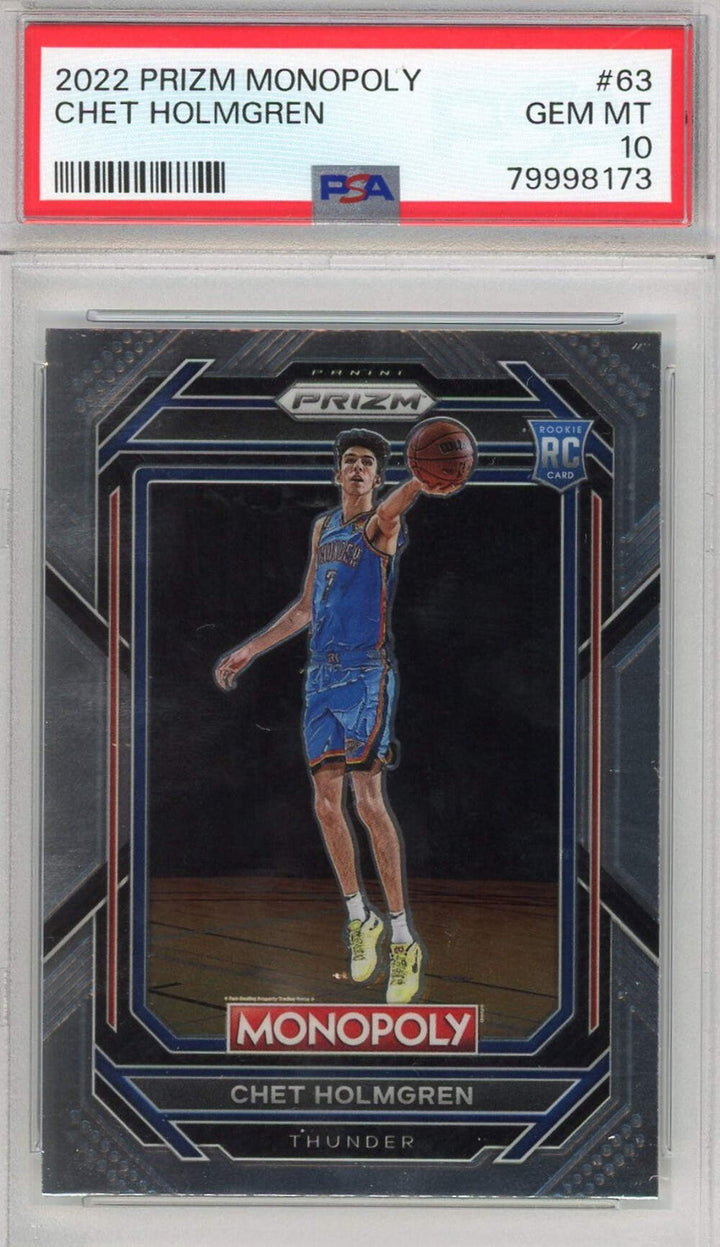 Graded 2022 Prizm Monopoly Chet Holmgren #63 Rookie RC Basketball Card PSA 10