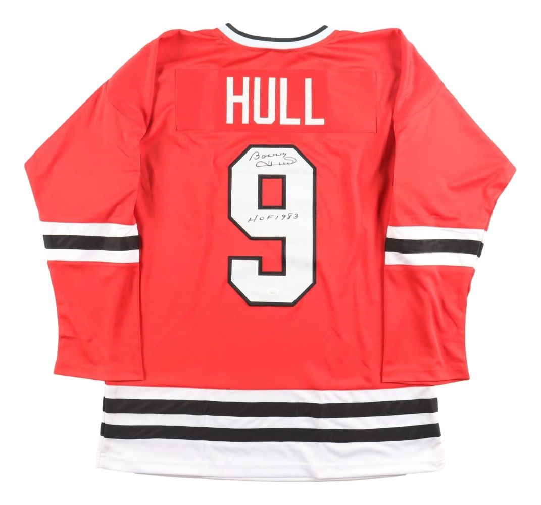 Bobby Hull Chicago Signed Red Hockey Jersey HOF 1983 JSA Hologram