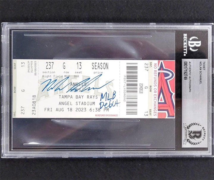 Nolan Schanuel signed "MLB Debut" Ticket autograph auto ~ BAS Beckett