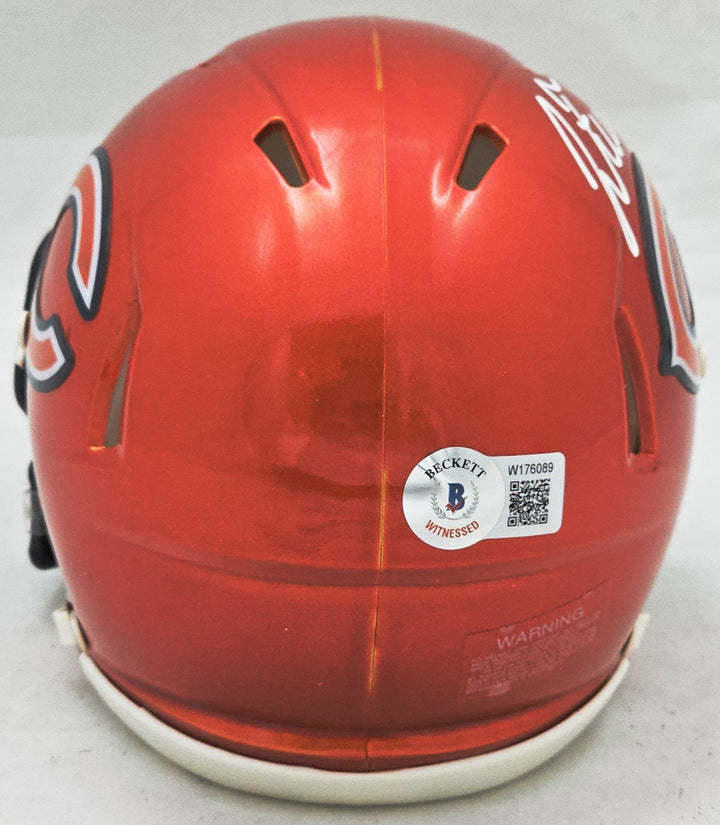 Justin Fields Signed Chicago Bears Flash Orange Speed Mini Helmet Beckett Wit