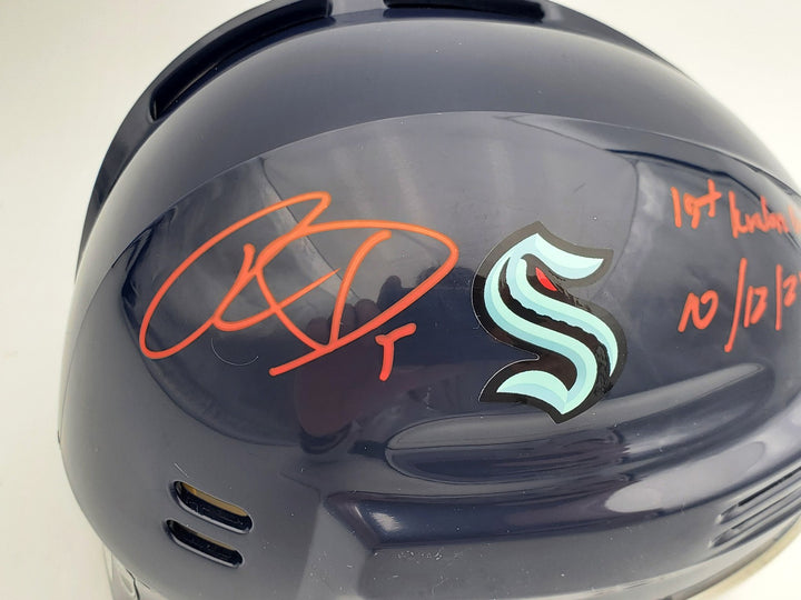 Ryan Donato Auto Kraken Blue Mini Helmet 1st Kraken Goal 10/12/21 Fanatics