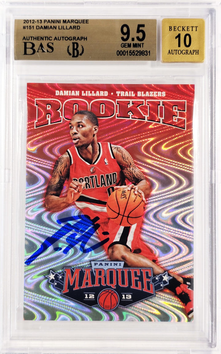Damian Lillard Auto Signed 2012-13 Panini Marquee RC 151 BGS 9.5 Sig 10 Beckett