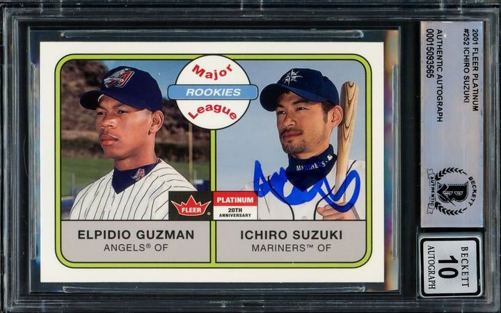 Ichiro Suzuki Signed 2001 Fleer Platinum RC 252 Mariners Auto GM 10 Beckett