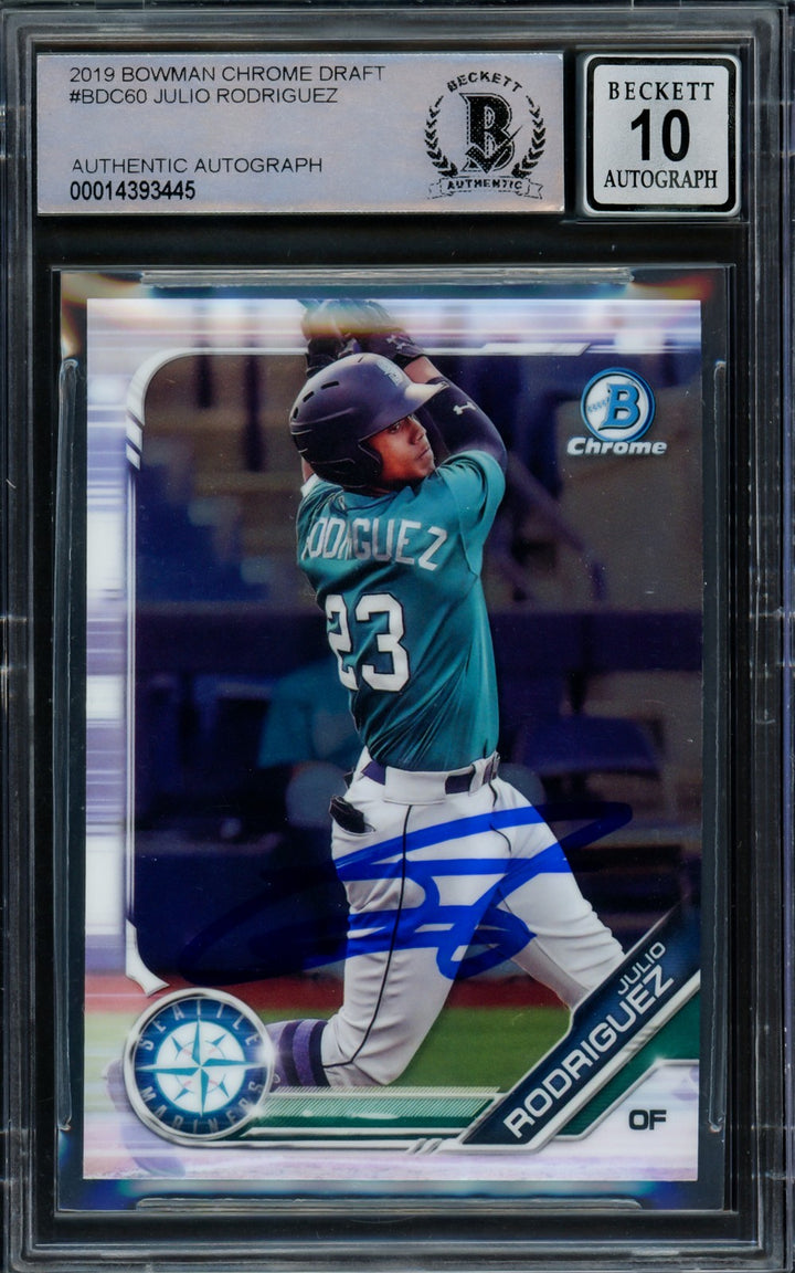Julio Rodriguez Signed 2019 Bowman Chrome Draft RC BDC60 Mariners Sig 10 Beckett