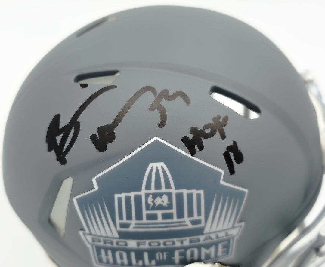 Brian Urlacher Signed HOF Slate Gray Speed Mini Helmet "HOF 18" Beckett Witness