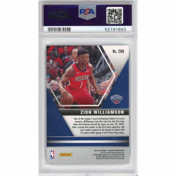 Graded 2019-20 Panini Mosaic ZION WILLIAMSON #269 Rookie Basketball Card PSA 10
