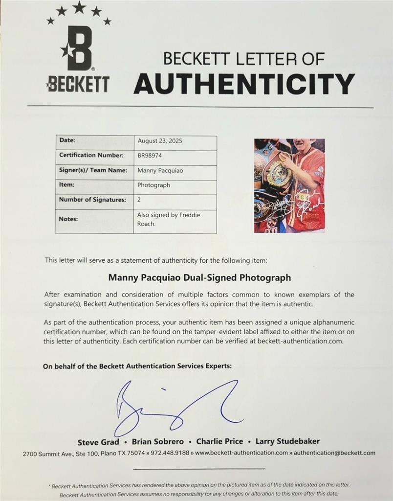 Manny Pacquiao & Freddie Roach signed 16x20 photo autograph (B) ~ Beckett BAS