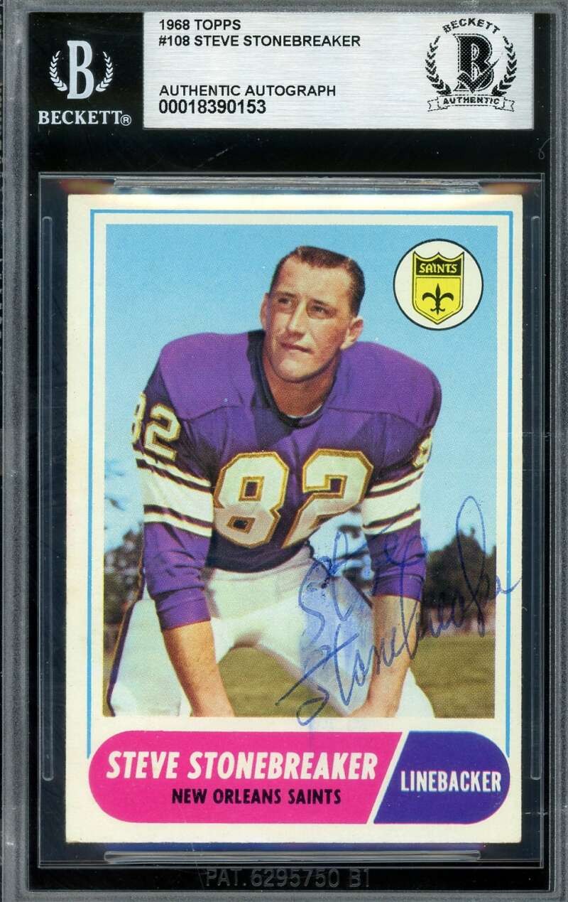 Steve Stonebreaker Beckett BAS Vintage Signed 1968 Topps Autograph